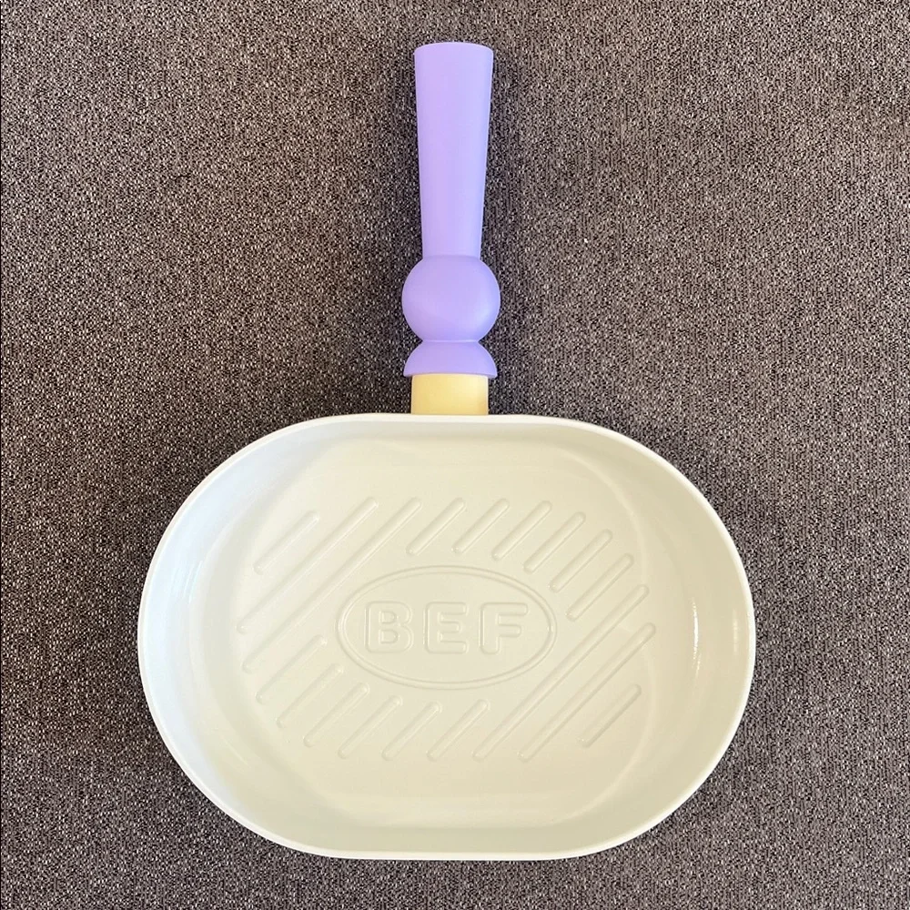 Neoflam Better Finger Kitchen Non Stick 10 Inch BBQ Oval Grill Pan w/ Handle NWT